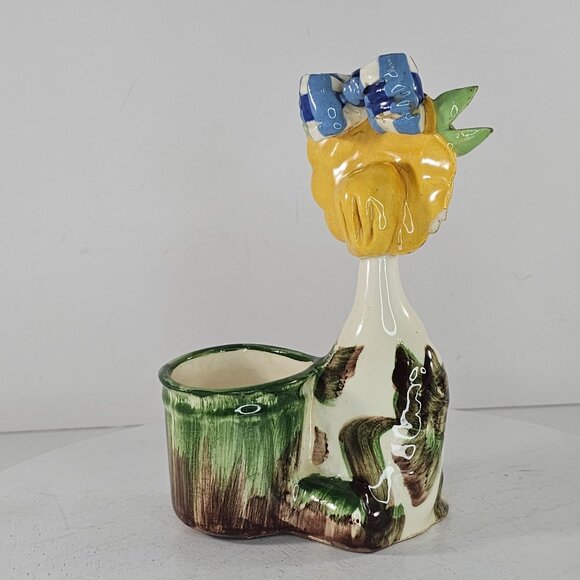 Vintage Di Palma California Pottery Goose Wearing Large Hat Planter Figurine - Picture 4 of 10